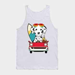 Surfer Dalmatian driving to the beach Tank Top